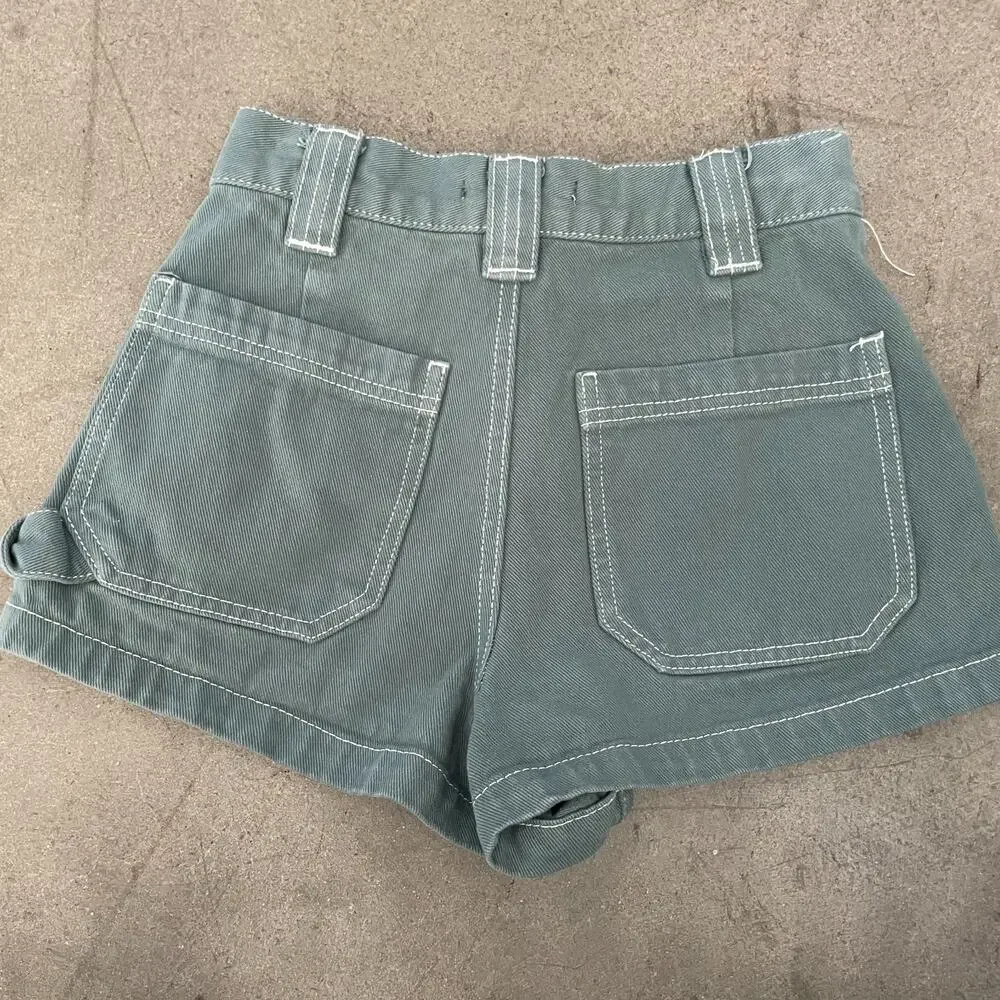 PacSun Womens Size 23 Green High Rise Shorts Cuffed Sage Denim Festival